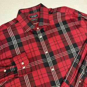 Ralph Lauren Big Fit 3XL Tall - 18 34/35 OEKO-TEX Red Buffalo Plaid Oxford Shirt